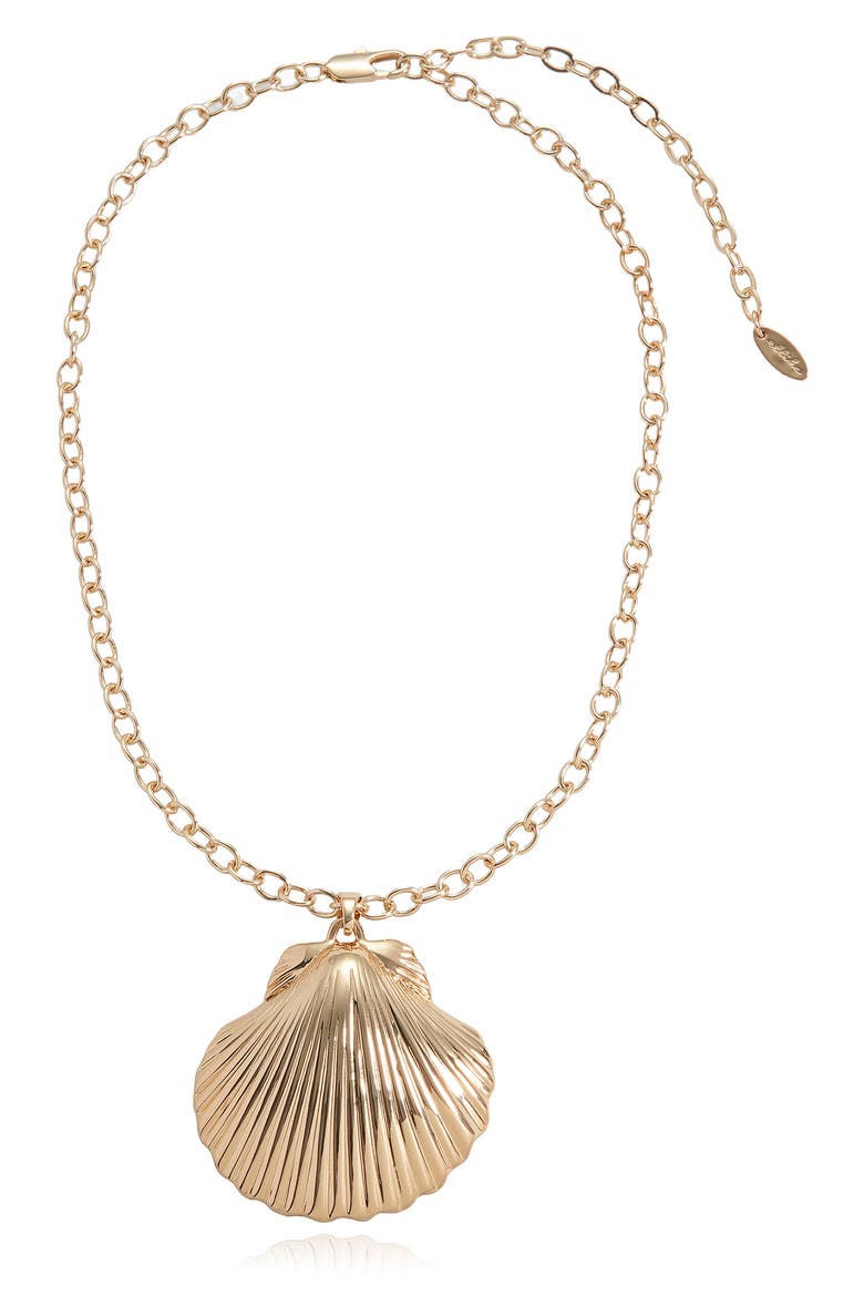 Scallop Shell Pendant Necklace, Main, color, GOLD