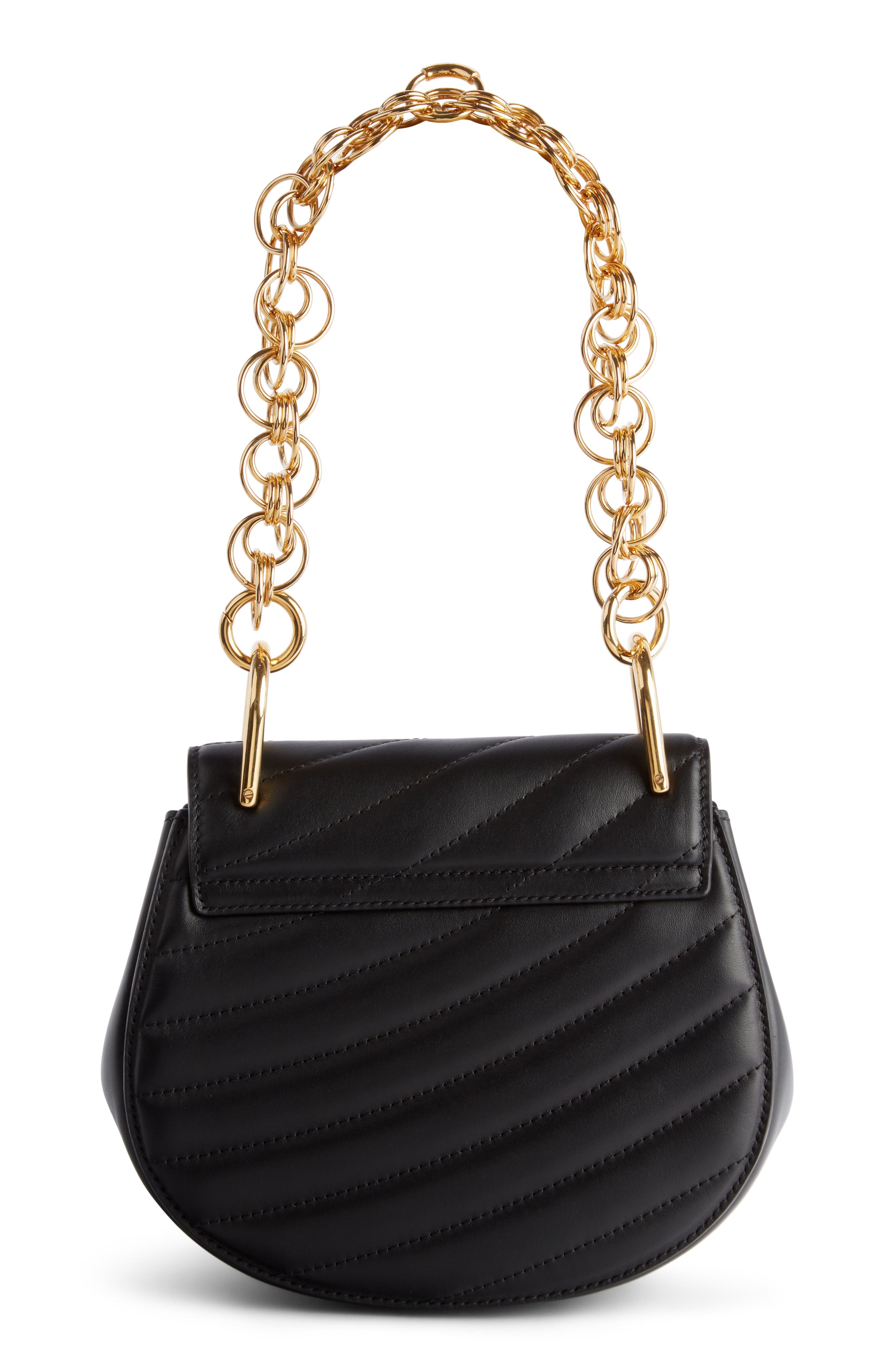 Mini Drew Bijoux Leather Shoulder Bag, Alternate, color, BLACK