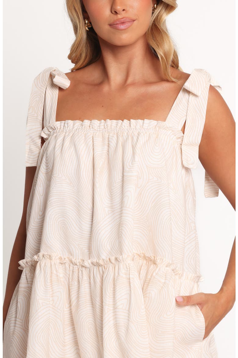 Wells Woodcut Print Cotton & Linen Sundress, Alternate, color, TAN SWIRL