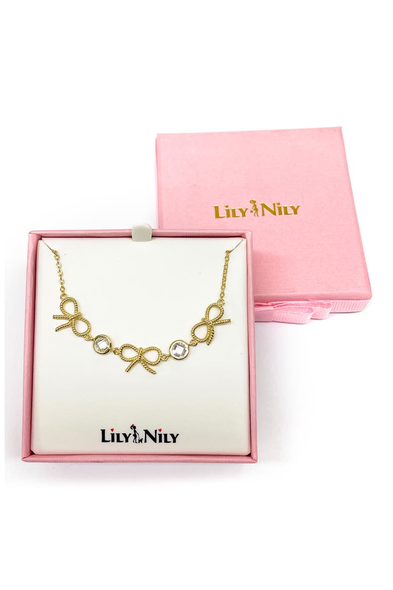 Kids' Bow Twist Frontal Necklace, Alternate, color, GOLD