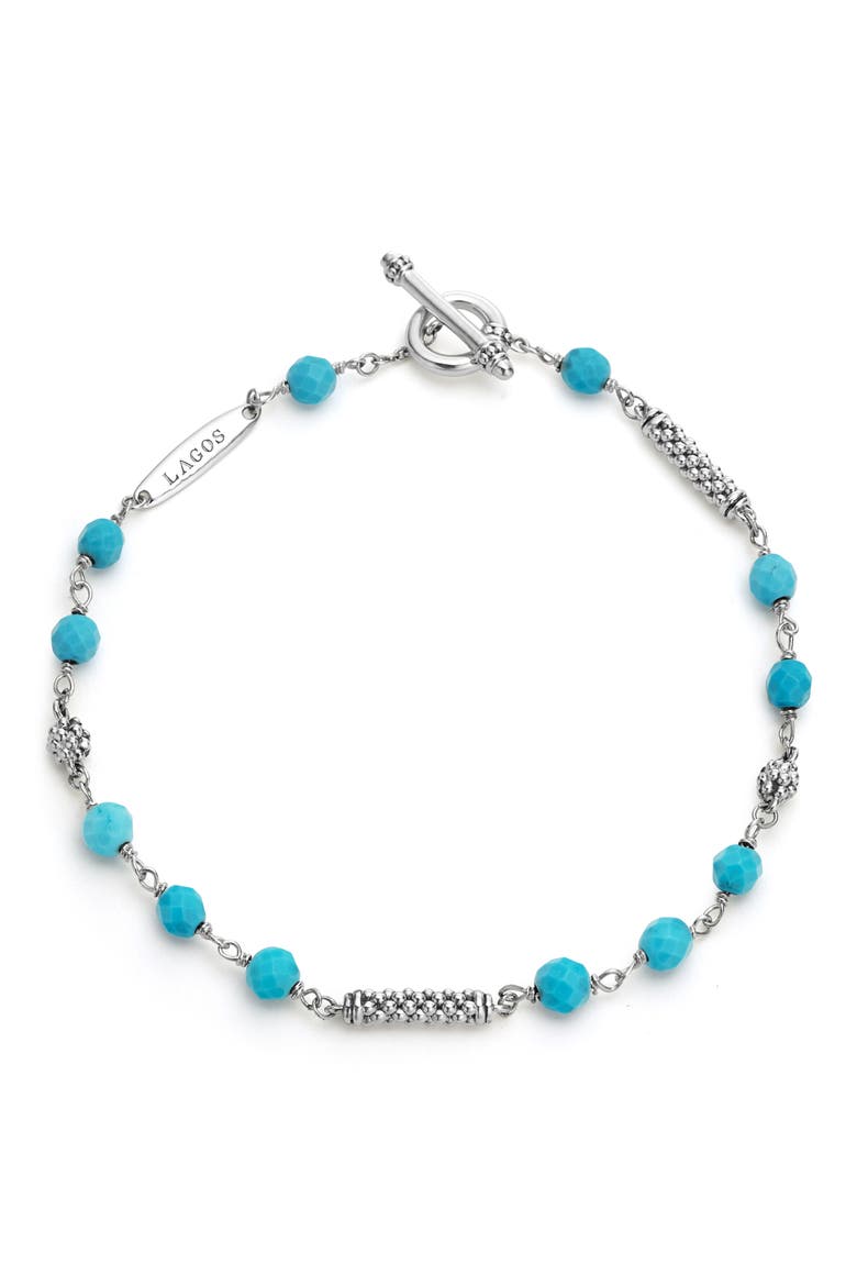 Caviar Icon Beaded Turquoise Toggle Bracelet, Alternate, color, TURQUOISE