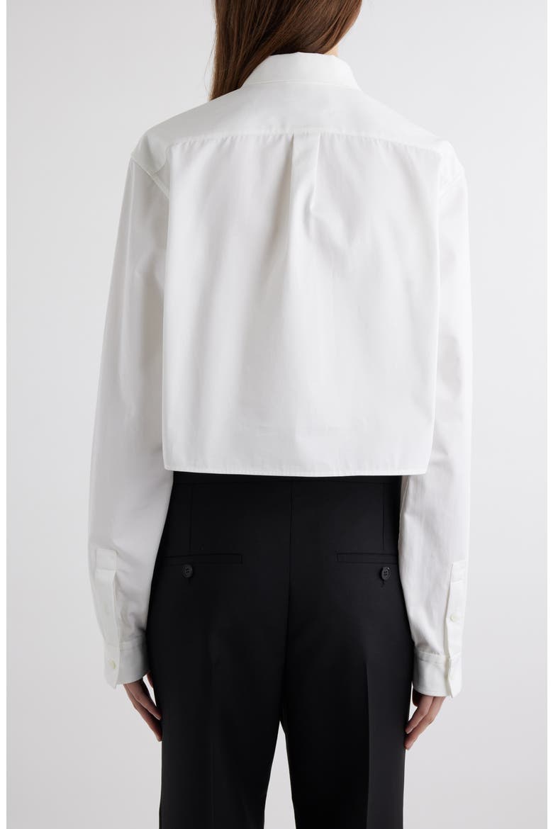 Bow Pocket Button-Up Crop Shirt, Alternate, color, WHITE