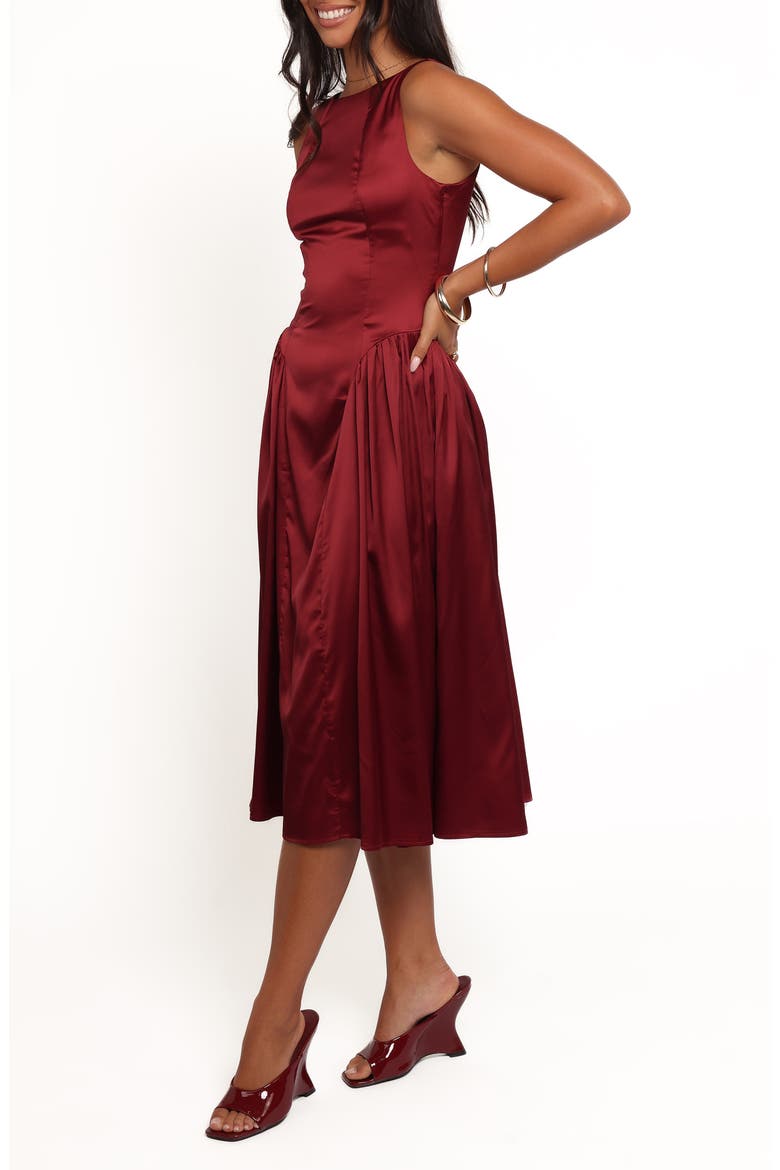 Katelyn Satin Cocktail Dress, Alternate, color, BURGUNDY