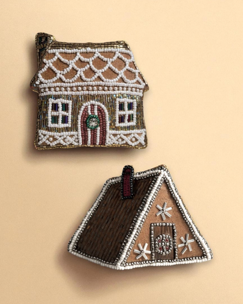 Pillowpia Gingerbread Cabin Ornament Set In Multi