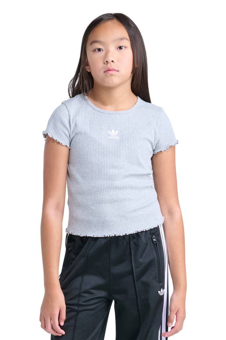 Kids' Lettuce Edge Cotton Rib T-Shirt, Main, color, GRY HEATHR