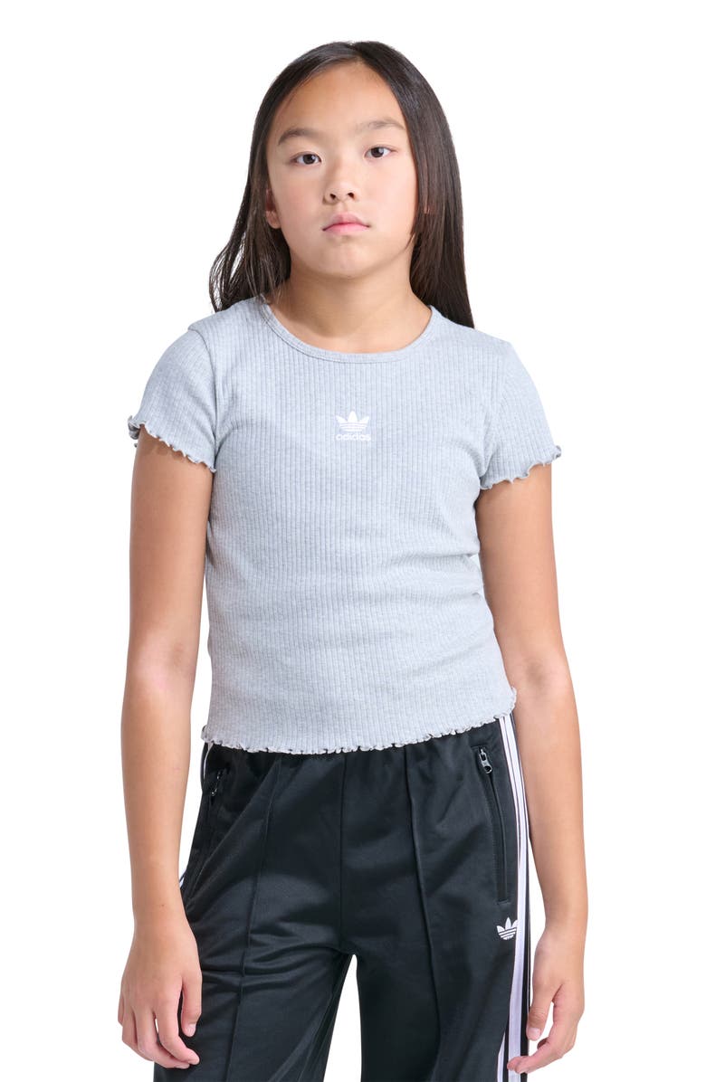 adidas Kids' Lettuce Edge Cotton Rib T-Shirt, Main, color, 