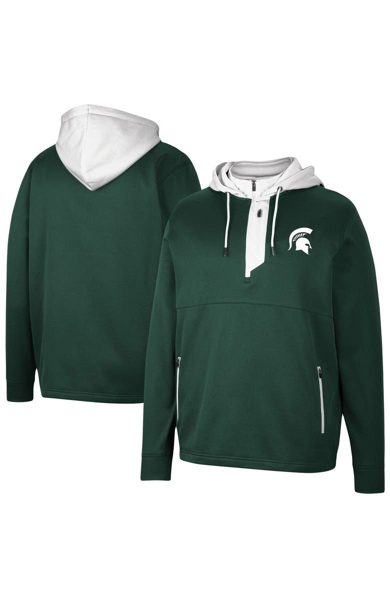 COLOSSEUM Men's Colosseum Green Michigan State Spartans Luge 3.0 Quarter-Zip Hoodie, Main, color, 