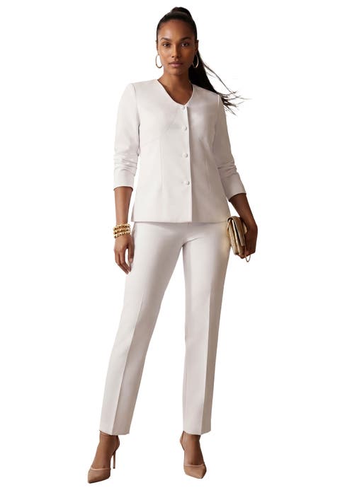 Shaped Crepe Jacket & Straight-Leg Pant Suit (Plus)
