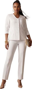 Jessica London Shaped Crepe Jacket & Straight-Leg Pant Suit