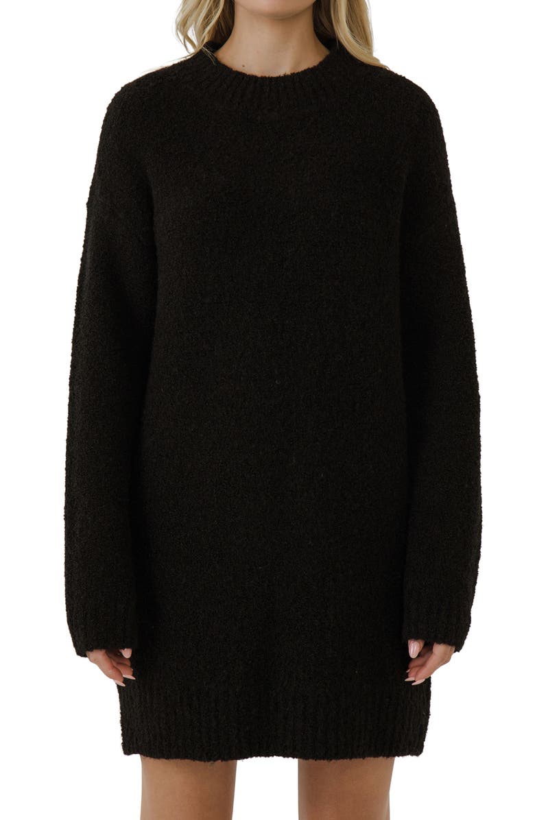 English Factory Cozy Crewneck Long Sleeve Sweater Dress, Main, color,