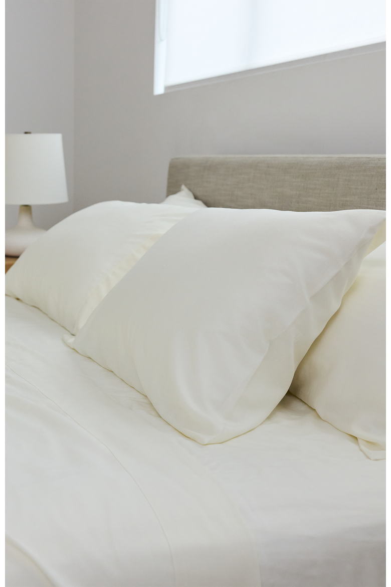 Performance Linen Blend Pillowcases, Alternate, color, Bone