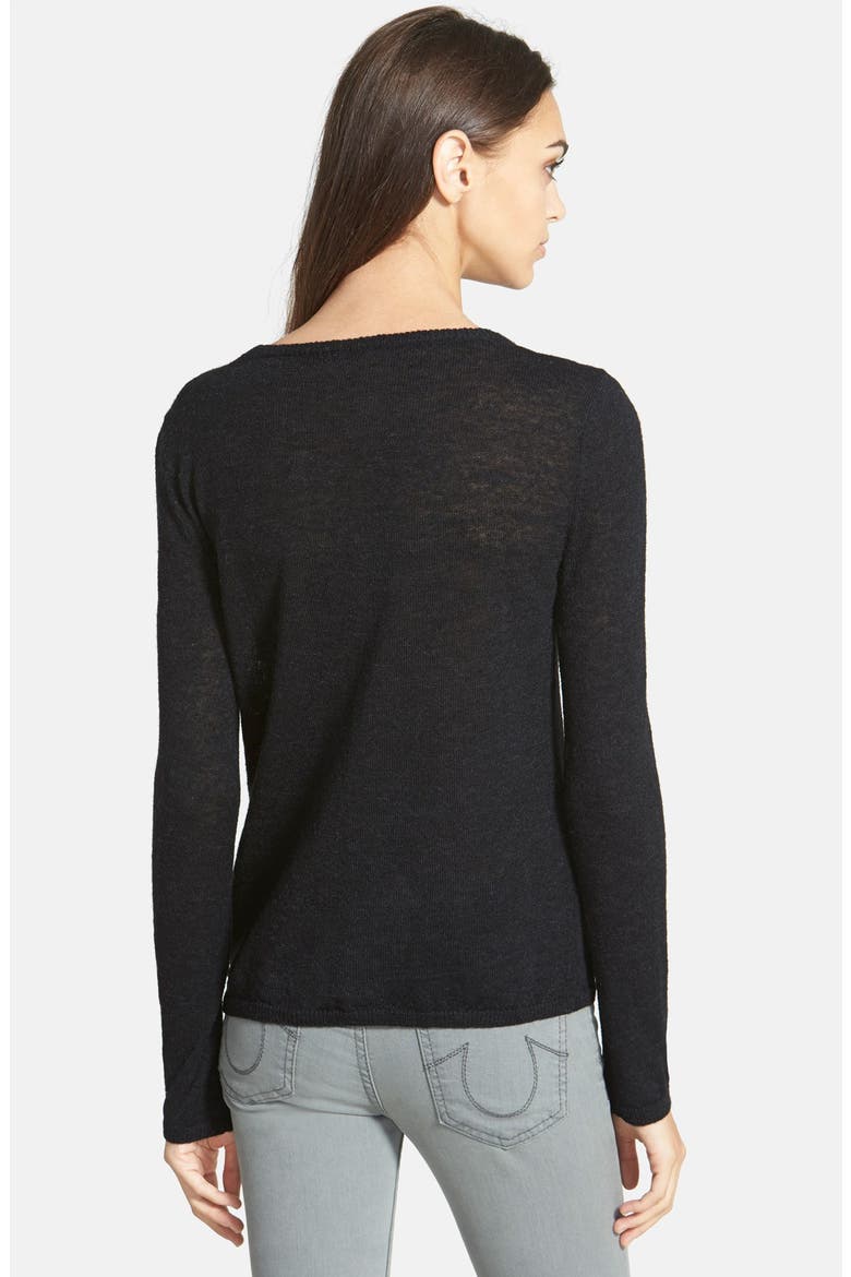 Lace Inset Sweater, Alternate, color, BLACK