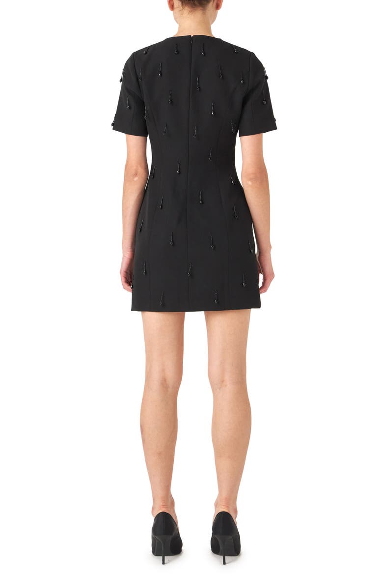 Beaded Fringe Minidress, Alternate, color, BLACK