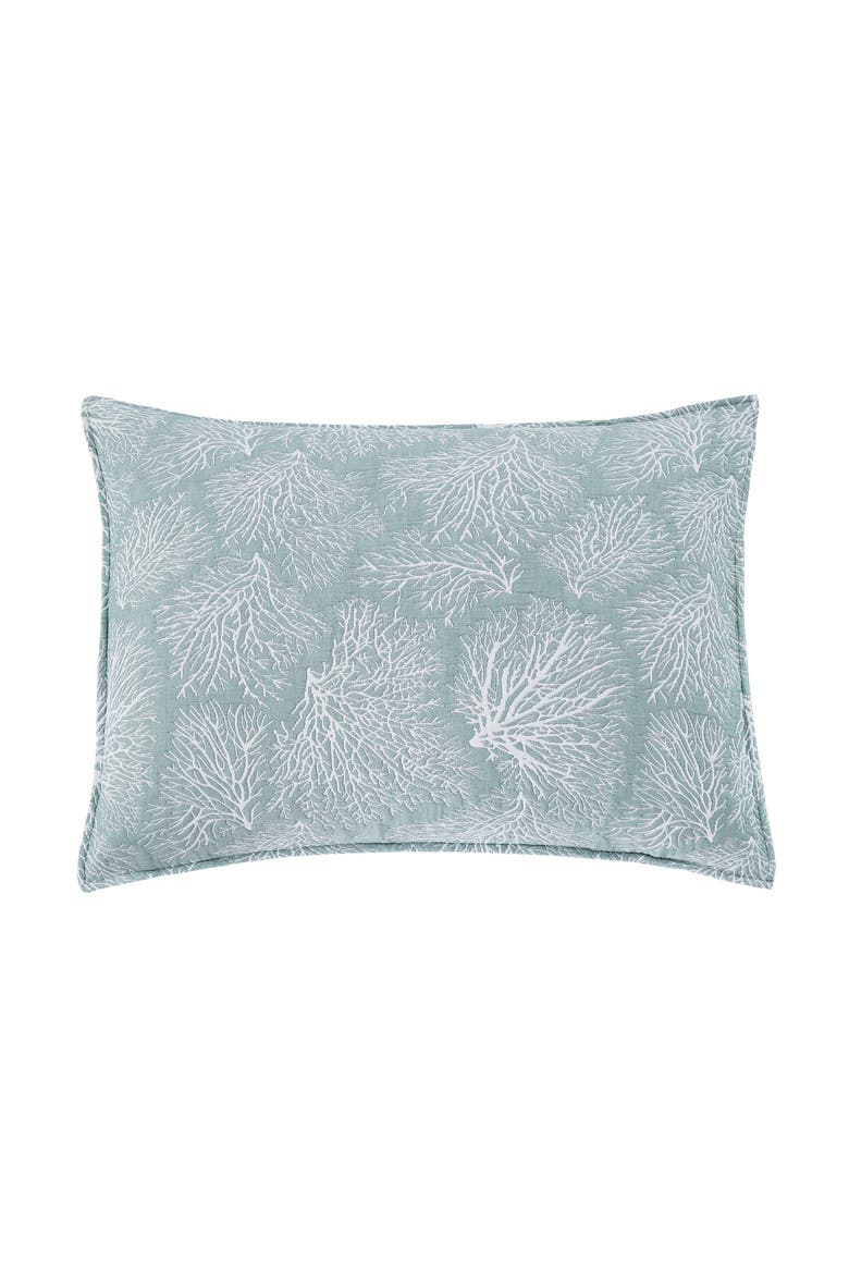 Seafoam Coral Jaquard Coverlet Set, Alternate, color, Blue
