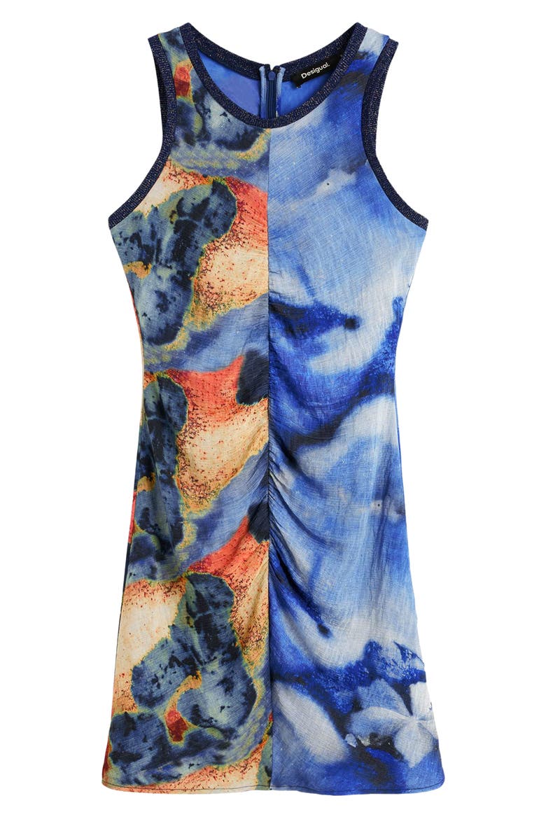 Ruched Sleeveless Midi Dress, Alternate, color, BLUE