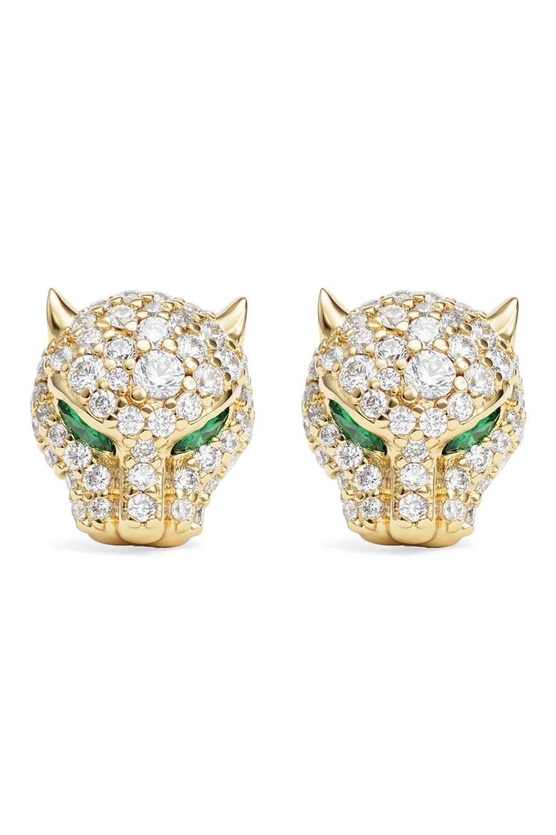 Jaguar Pavé Stud Earrings, Alternate, color, GOLD-WHITE