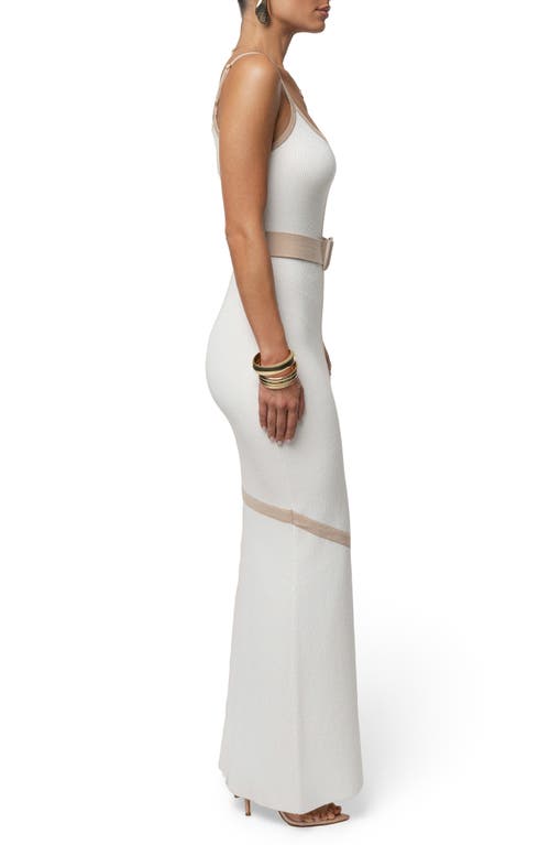 Jluxlabel Belted Sleeveless Rib Maxi Dress In White