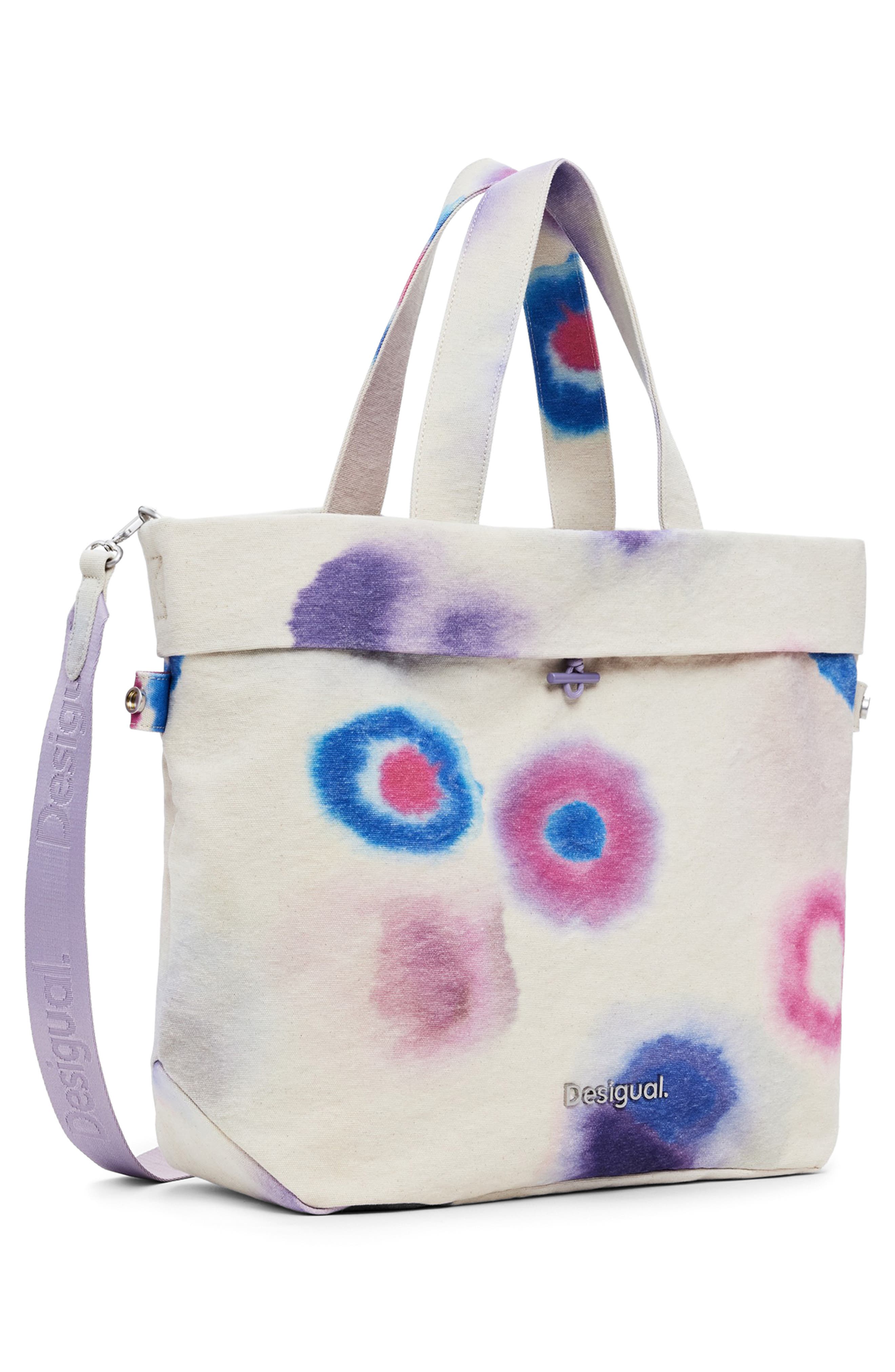 Desigual Print Canvas Shopper, Alternate, color, Lilac