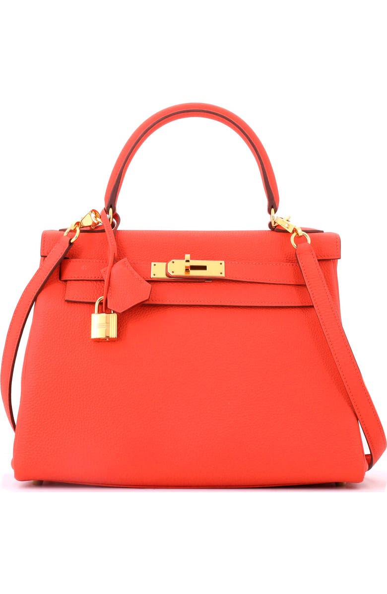 Pre-Owned Hermes Kelly Handbag Orange Togo with Gold Hardware 28, Main, color, Capucine