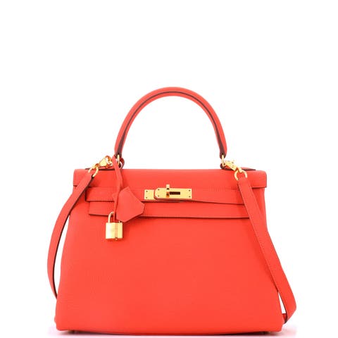 Kelly Handbag Orange Togo with Gold Hardware 28