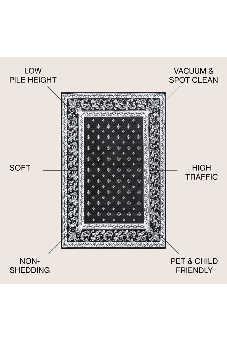 Acanthus French Border Area Rug, Alternate, color, Black/Gray