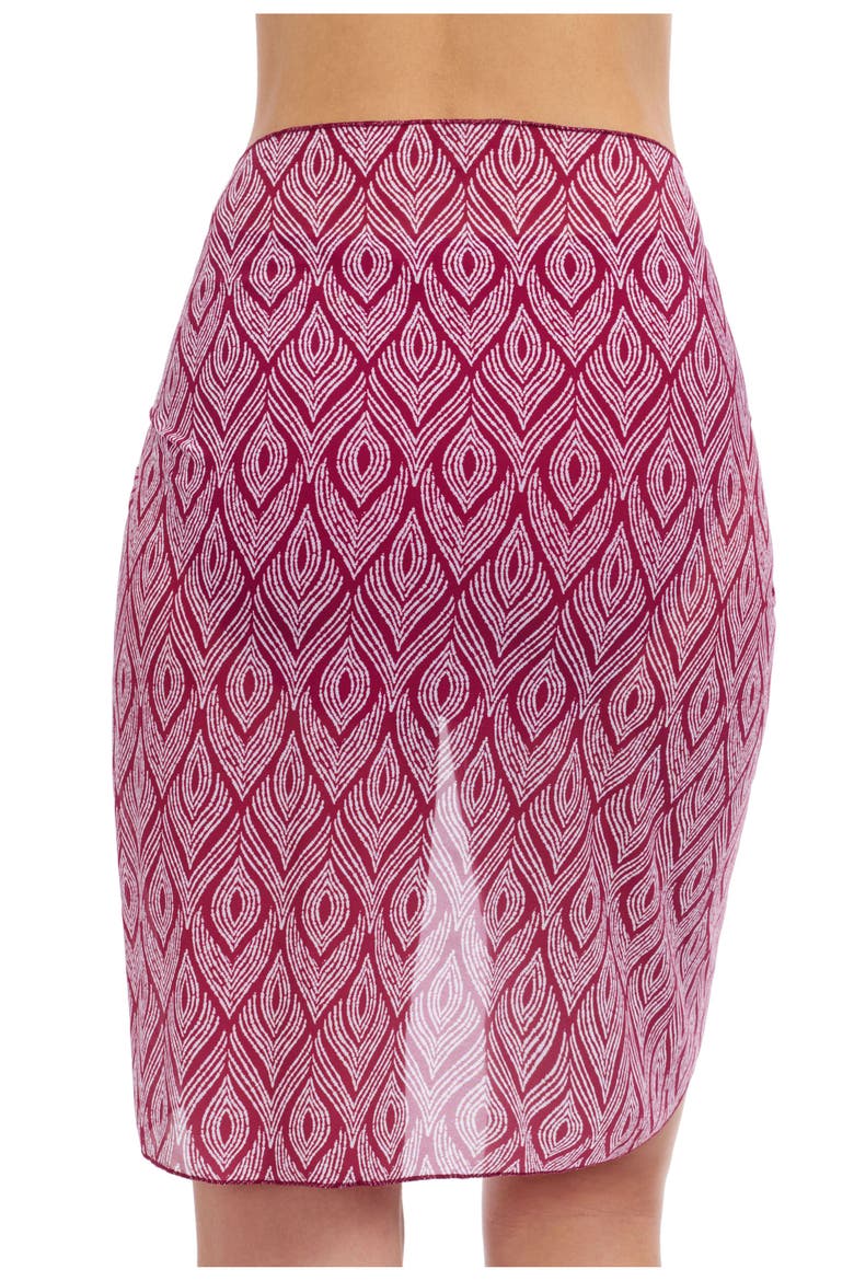 Plume Sarong Wrap Mesh Skirt, Alternate, color, Brick   Wh