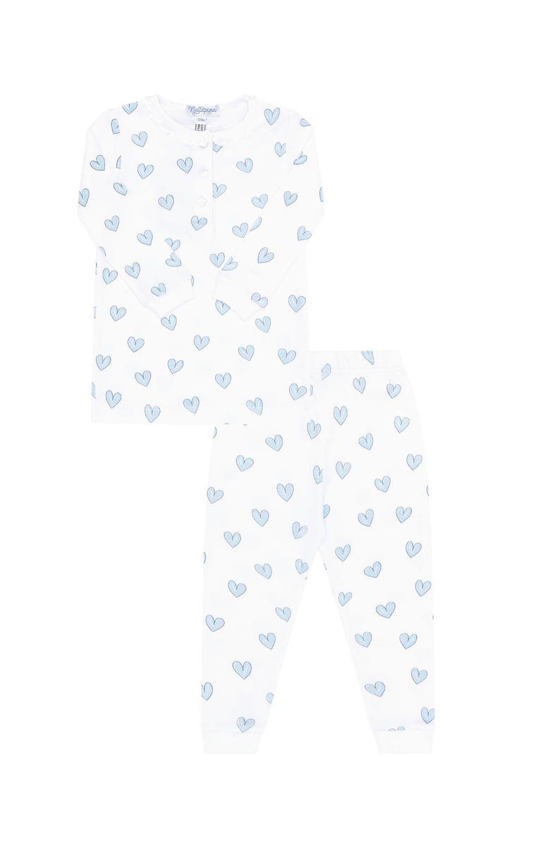 Nellapima Blue Heart Print Pajama - Baby, Main, color, Blue