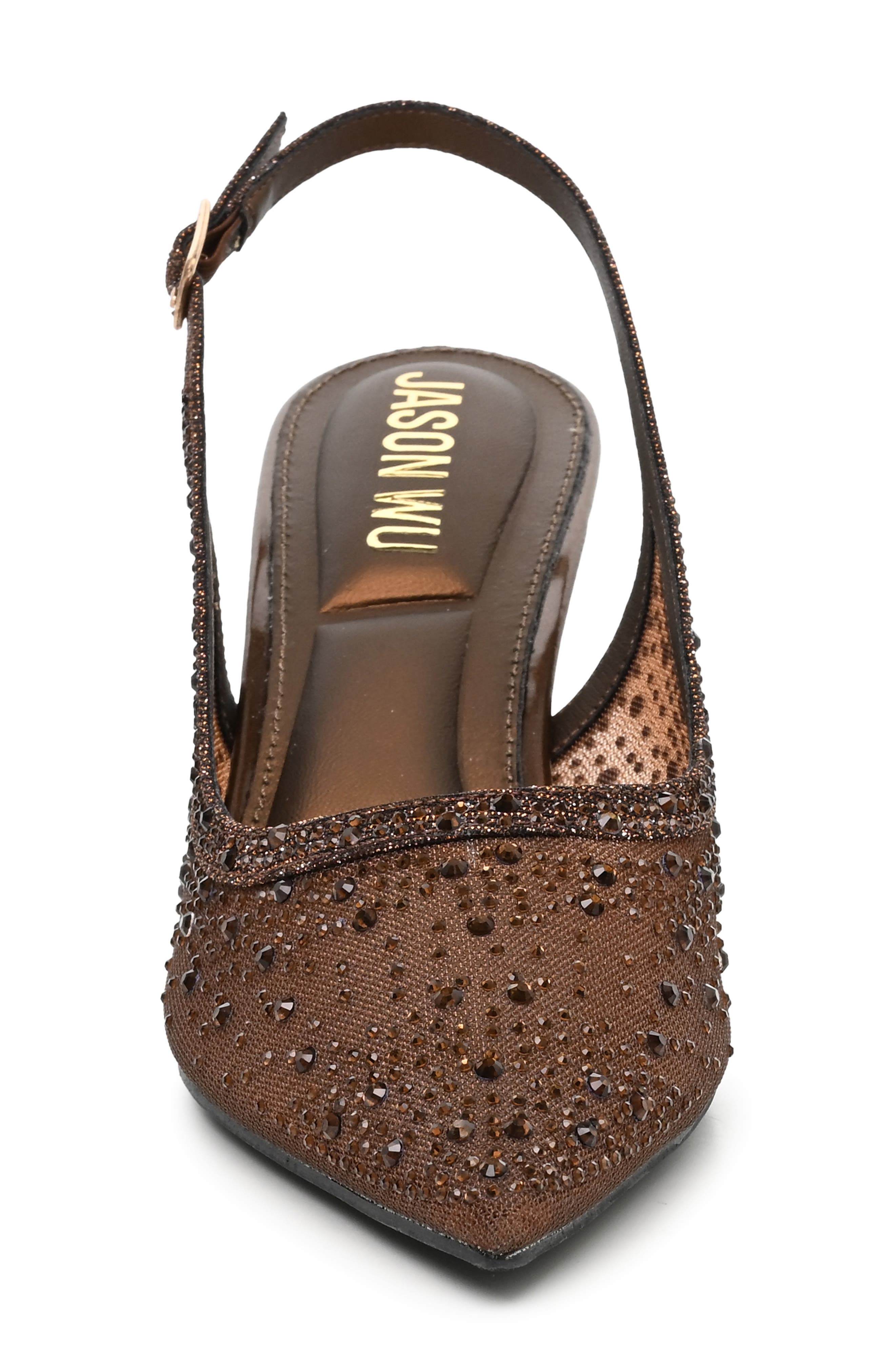 Pointed Toe Slingback Pump, Alternate, color, BROWN BLING MESH