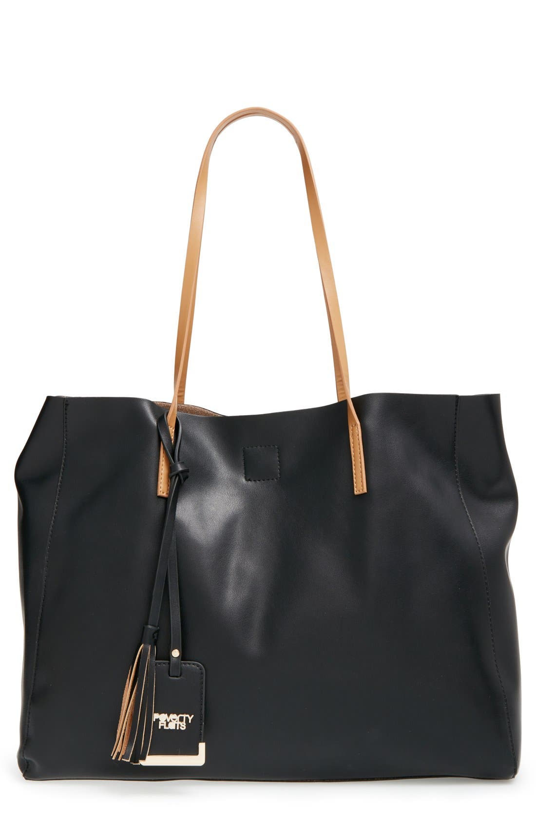 POVERTY FLATS by rian 'Colorful' Faux Leather Shopper, Main, color, 