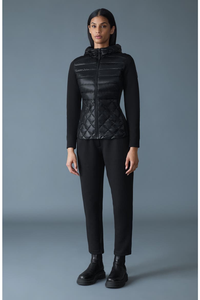 Agatha Mixed Media Down Jacket, Alternate, color, BLACK