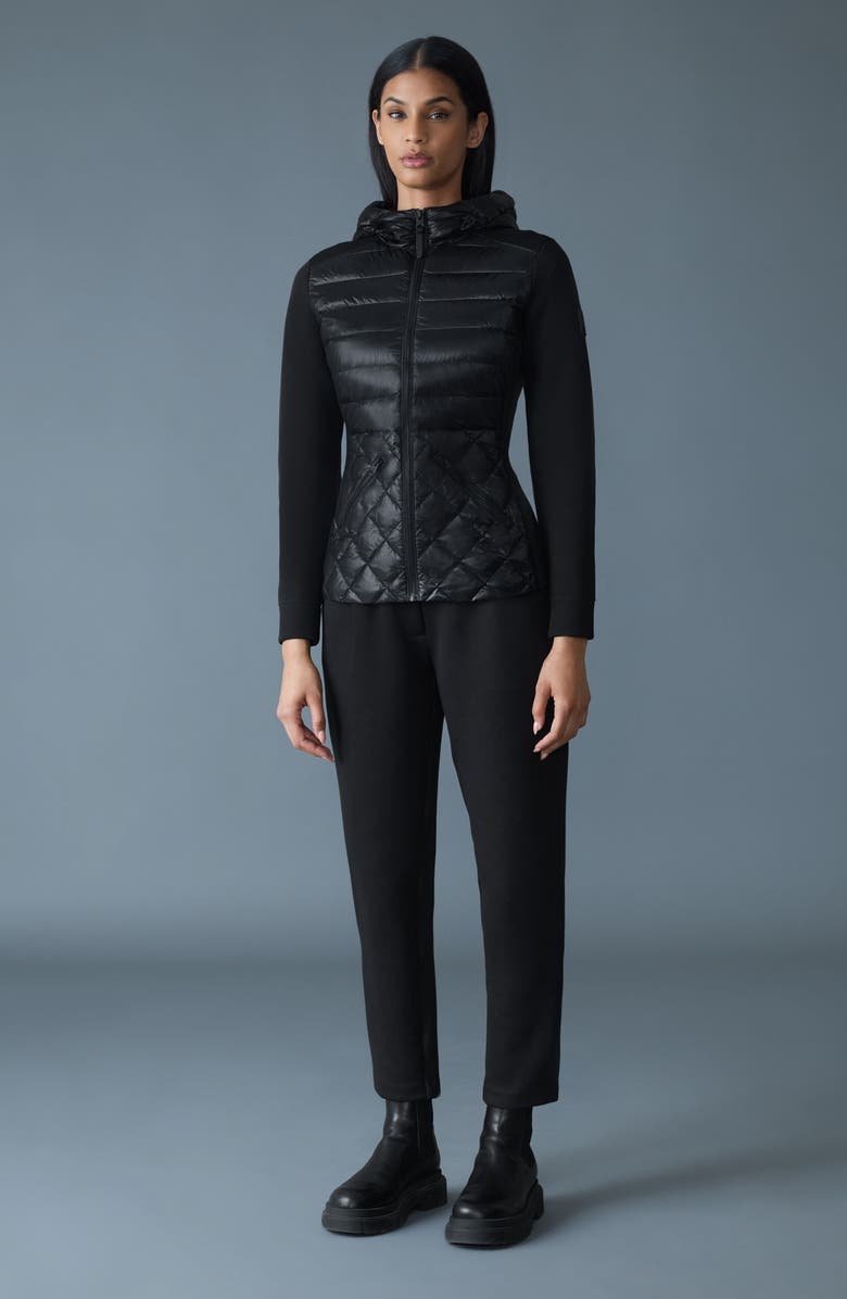 Mackage Agatha Mixed Media Down Jacket, Alternate, color, Black