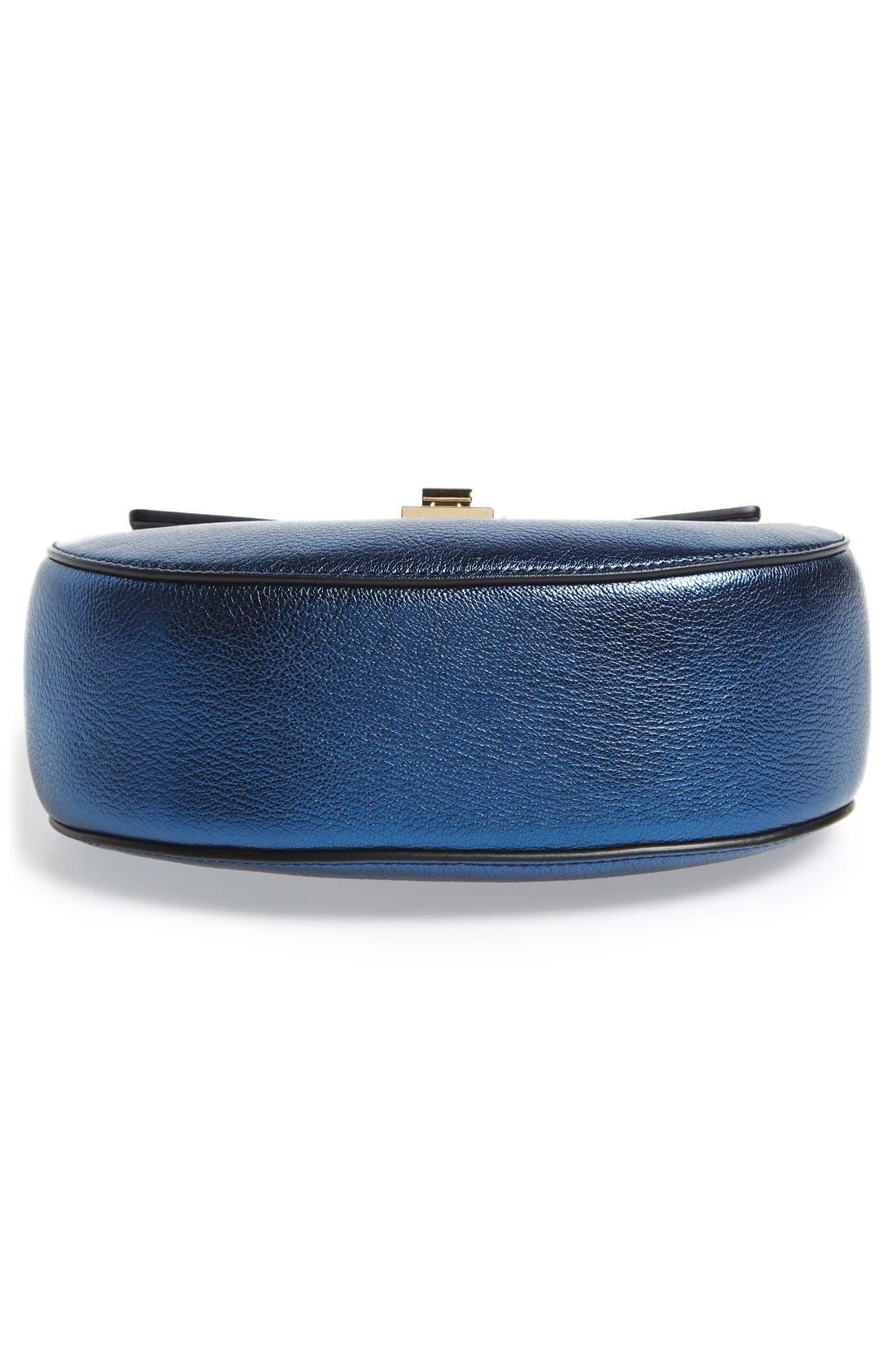 Chloé 'Mini Drew' Metallic Pebbled Leather Shoulder Bag, Alternate, color, 