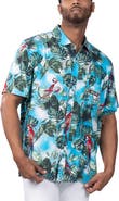 Margaritaville Men's Margaritaville Light Blue NASCAR Jungle Parrot Party Button-Up Shirt
