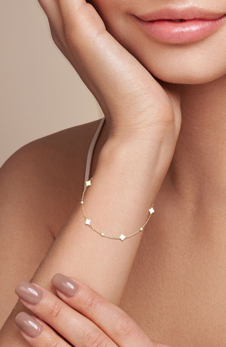 Ember Fine Jewelry Clover Charm Bracelet, Alternate, color, Gold