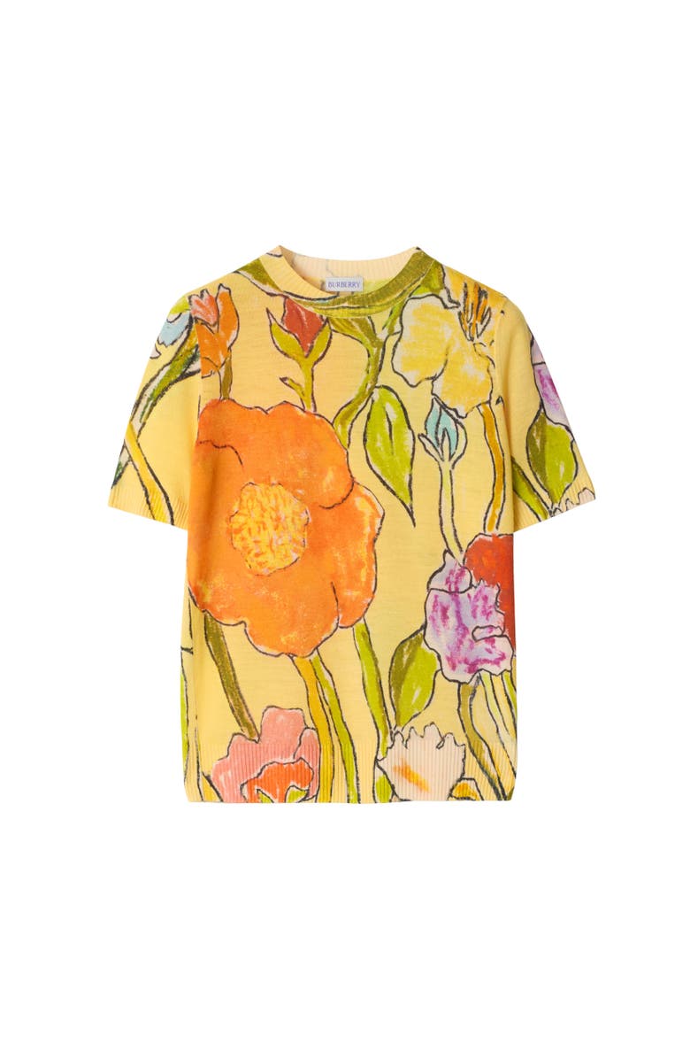 Burberry Highgrove Cascading Flowers Wool Top, Alternate, color, Yellow
