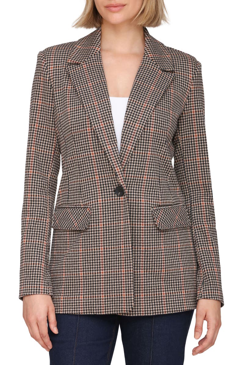 Bagatelle Tailored One-Button Blazer, Main, color, Rust-Black-Sand