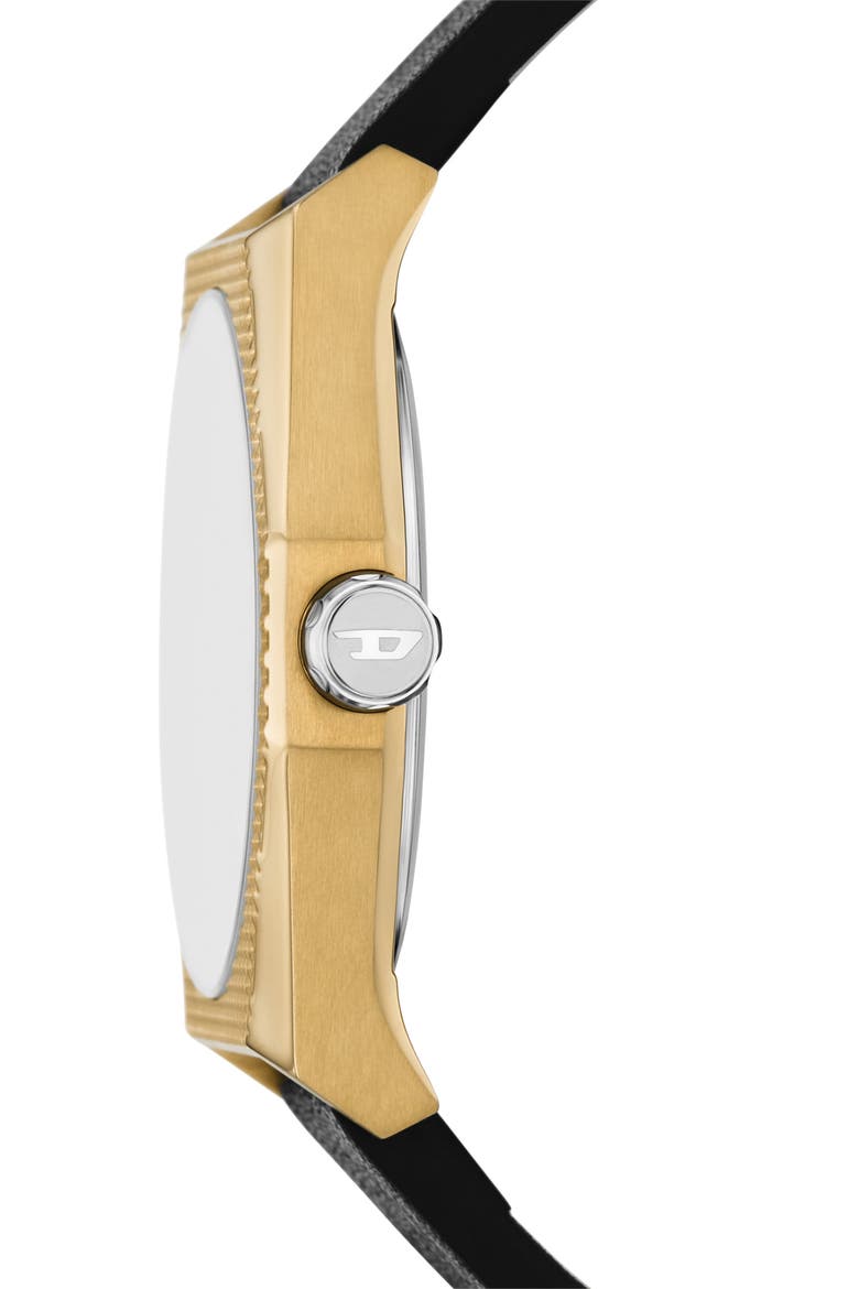 Scraper Leather Strap Watch, 43mm, Alternate, color, GOLD