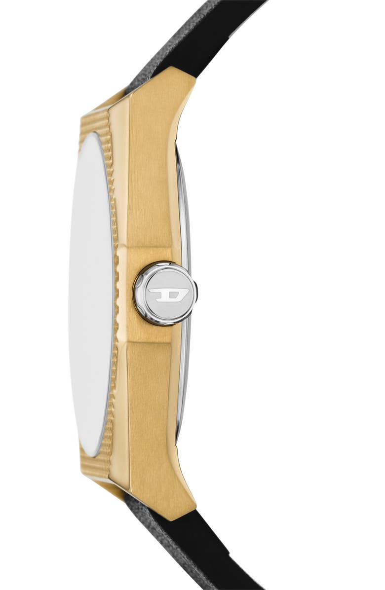 DIESEL<sup>®</sup> Scraper Leather Strap Watch, 43mm, Alternate, color, Gold