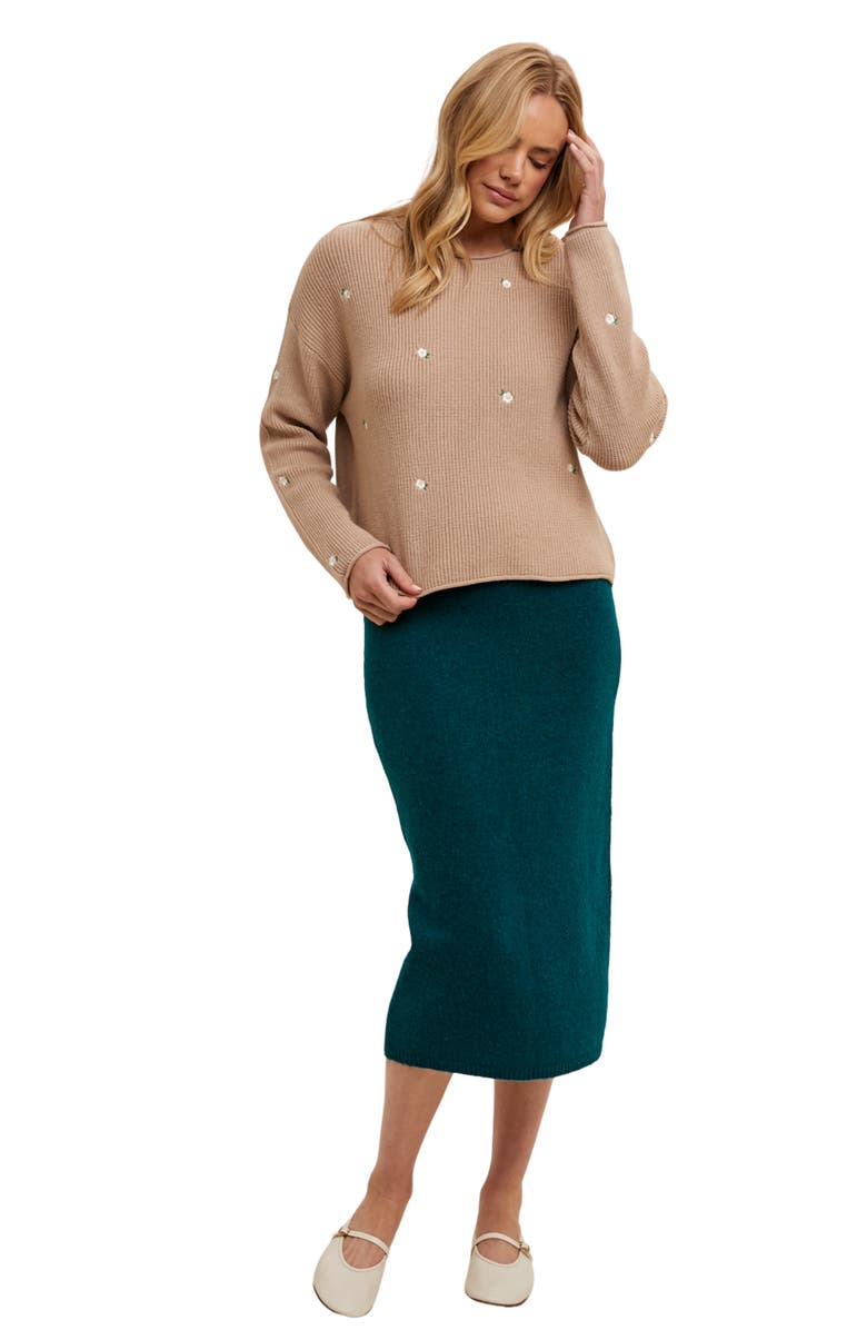 WISHLIST Brushed Knit Sweater Midi Skirt, Alternate, color, Forest