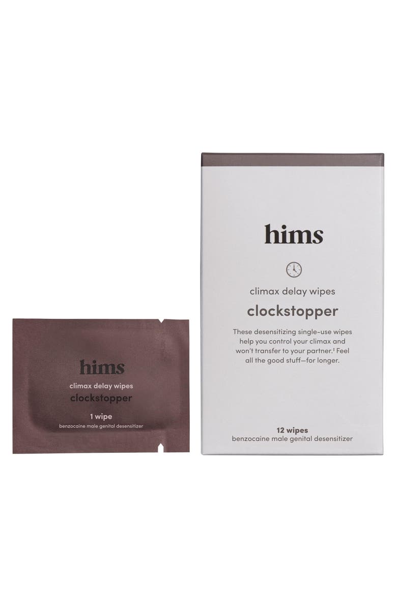 HIMS & HERS Clockstopper Climax Delay Wipes Benzocaine Formula, Sensitivity Reducing, Long Lasting Pleasure, Main, color, Beige