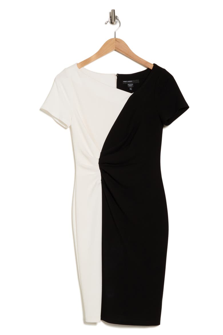 Colorblock Bodycon Dress, Alternate, color, BLACK/ WHITE