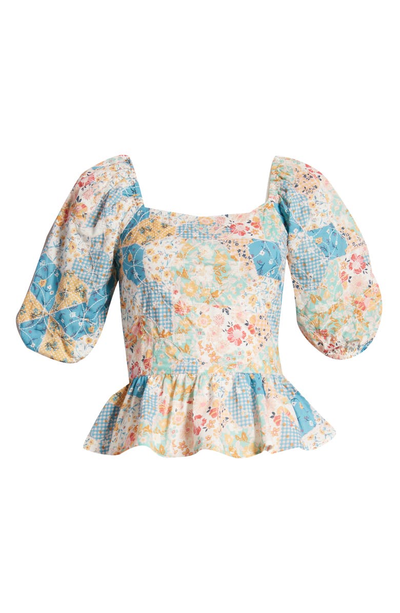 River Island Patchwork Peplum Top, Alternate, color,