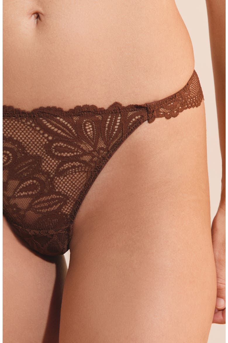 Persienne Lace Tanga Thong, Alternate, color, BROWN
