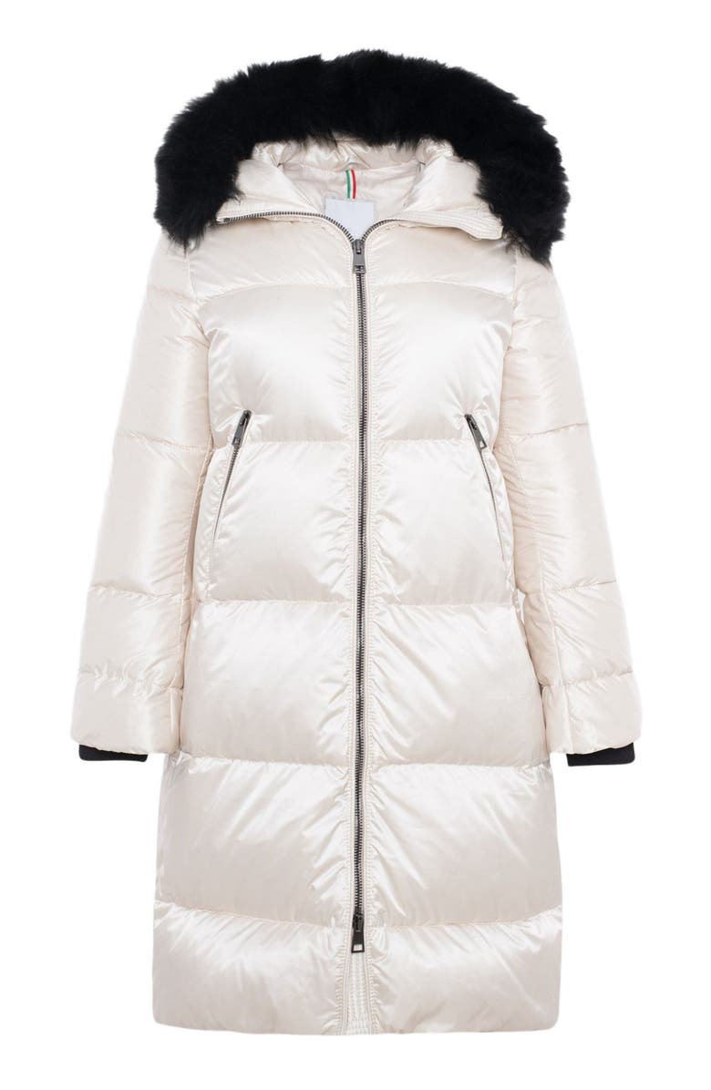 GORSKI Apres-Ski Long Coat With Detachable Trim, Alternate, color, Champagne/Black