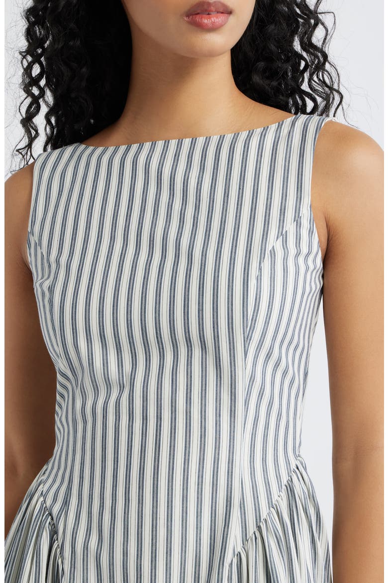 Olea Stripe Midi Dress, Alternate, color, NAVY/ WHITE