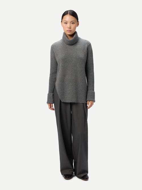Gobi Cashmere Cashmere Sweater With Detachable Collar In Gray
