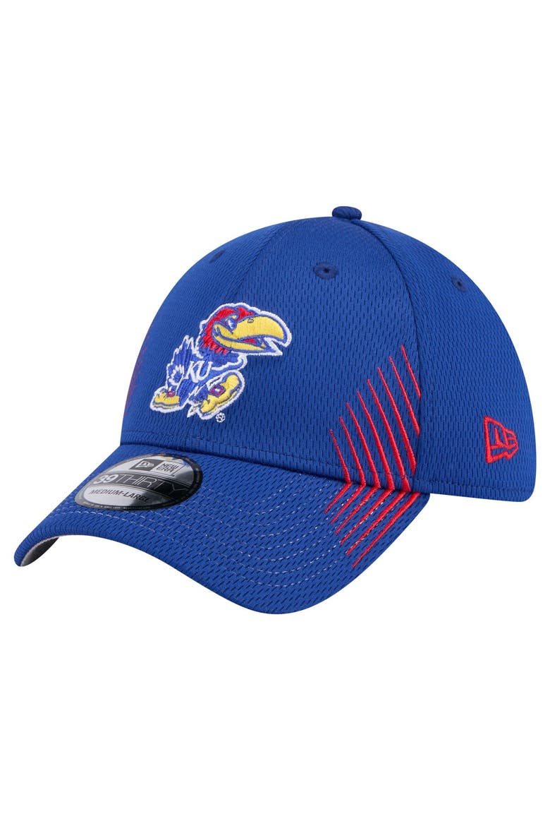 Men's New Era Royal Kansas Jayhawks Active Slash Sides 39THIRTY Flex Hat, Main, color, Royal