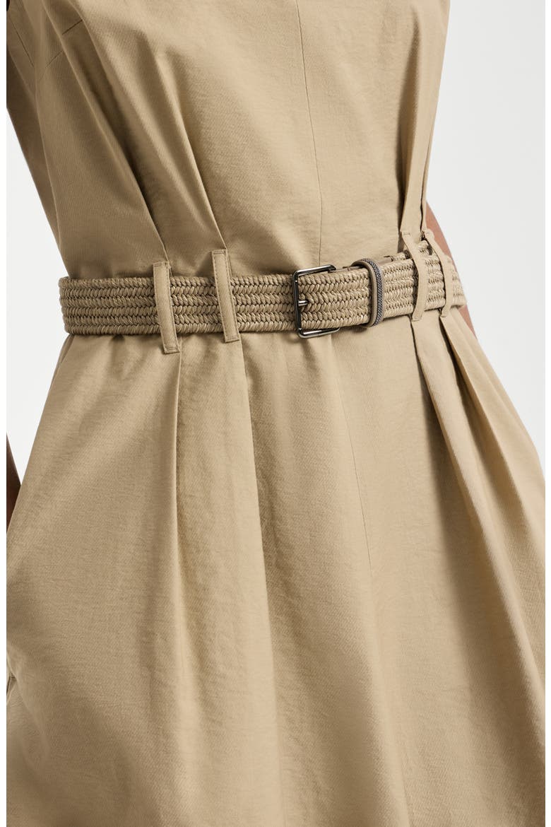 Twill belted dress, Alternate, color, Beige