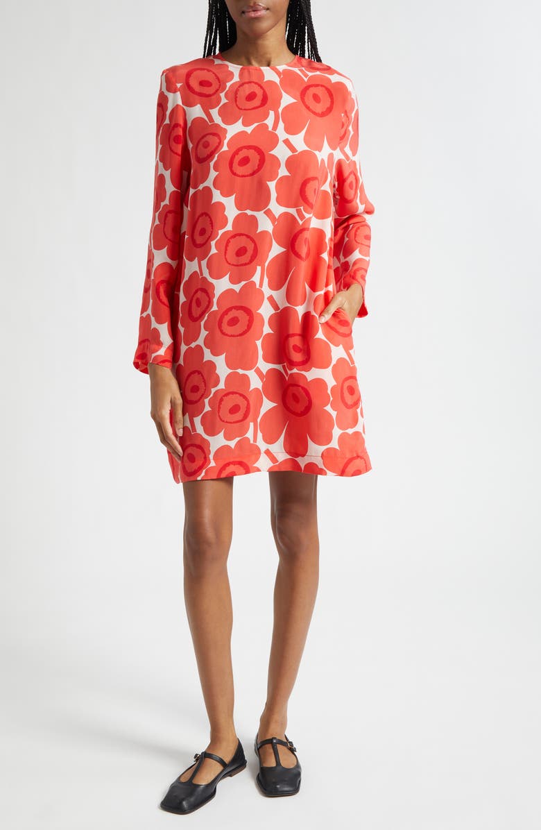 Marimekko Kouttaus Uikko Long Sleeve Dress, Main, color, Red Light Pink