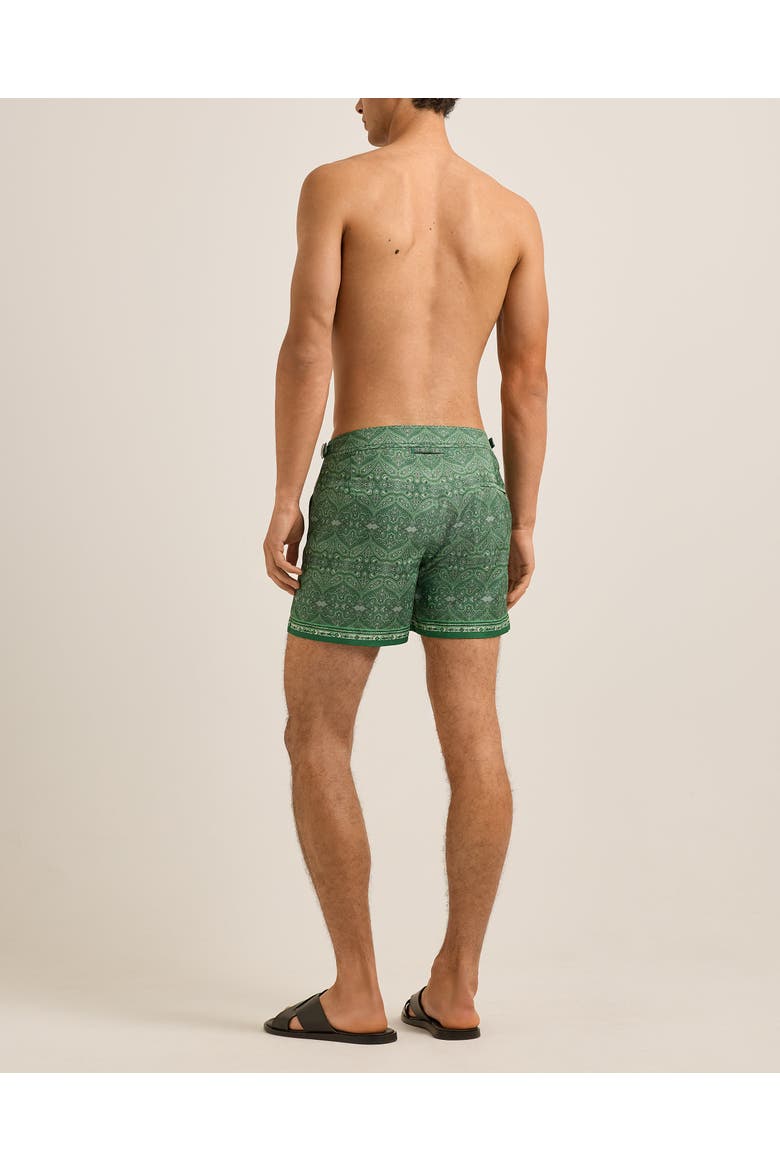 Setter Exclusive Shorter-Length Tailored-Fit Swim Shorts, Alternate, color, BANANA LEAF